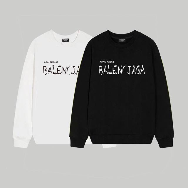 Balenciaga巴黎世家个性颠倒英文印花圆领卫衣！ 宽松版型 采用380克双股大毛圈面料 从面料到辅料全重磅 百搭情侣款圆领卫衣！定制1*1螺纹 质感细腻