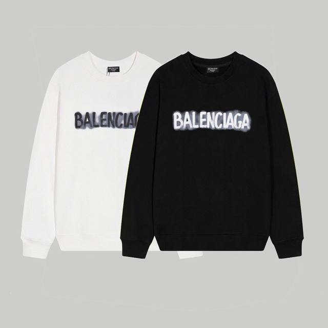 Balenciaga巴黎世家涂鸦字母印花圆领卫衣！ 宽松版型 采用380克双股大毛圈面料 从面料到辅料全重磅 百搭情侣款圆领卫衣！定制1*1螺纹 质感细腻 ，品