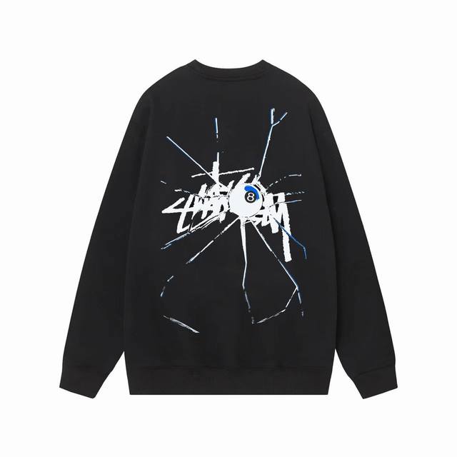 款号hn108 高品质版本，区别通货 Stussy 斯图西 破碎黑8图案字母印花男女短袖t恤 面料精选390克毛圈面料 手感柔软舒适 吸汗透气. 百搭款 原