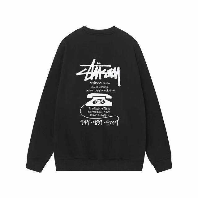 款号hn106 高品质版本，区别通货 Stussy 斯图西 Tee 电话字母印花卫衣男女同款 面料精选390克毛圈面料 手感柔软舒适 吸汗透气. 百搭款 原