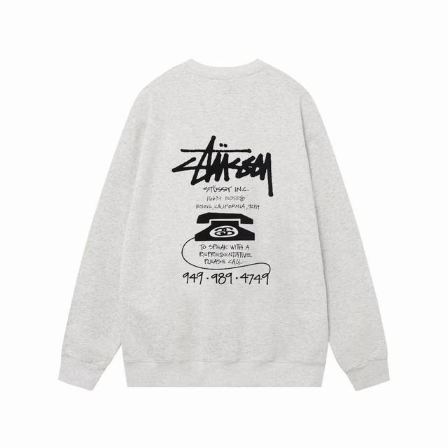 款号hn106 高品质版本，区别通货 Stussy 斯图西 Tee 电话字母印花卫衣男女同款 面料精选390克毛圈面料 手感柔软舒适 吸汗透气. 百搭款 原