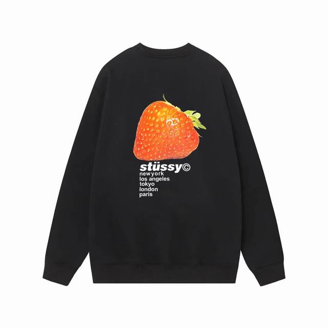 款号hn101 高品质版本，区别通货 Stussy 斯图西 草莓印花男女同款卫衣 面料精选390克毛圈 面料 手感柔软舒适 吸汗透气. 高克重 百搭款 原单