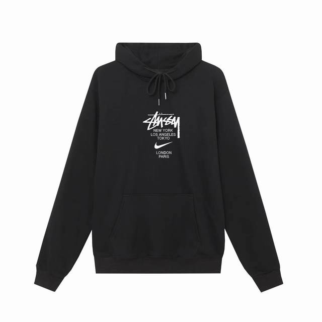 款号hn921 高品质版本，区别通货 Stussy 斯图西 Nike联名图案字母印花男女连帽卫衣 面料精选390克毛圈面料 手感柔软舒适 吸汗透气. 百搭款