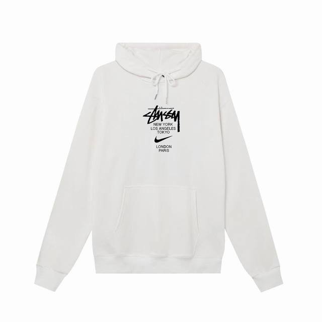 款号hn921 高品质版本，区别通货 Stussy 斯图西 Nike联名图案字母印花男女连帽卫衣 面料精选390克毛圈面料 手感柔软舒适 吸汗透气. 百搭款