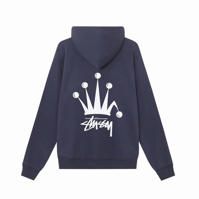 款号hn917 高品质版本，区别通货 Stussy 斯图西 皇冠图案字母印花男女连帽卫衣 面料精选390克毛圈面料 手感柔软舒适 吸汗透气. 百搭款 原单品