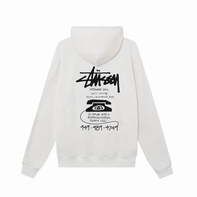 款号hn906 高品质版本，区别通货 Stussy 斯图西 Tee 电话字母印花男女同款连帽卫衣 面料精选390克毛圈面料 手感柔软舒适 吸汗透气. 百搭款