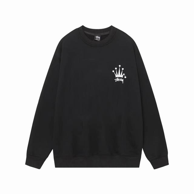 款号hn117 高品质版本，区别通货 Stussy 斯图西 皇冠图案字母印花男女卫衣 面料精选390克毛圈面料 手感柔软舒适 吸汗透气. 百搭款 原单品质