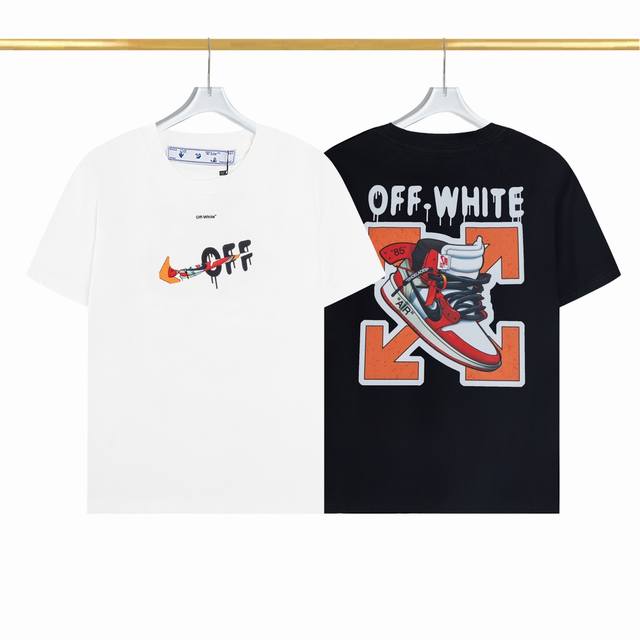 T2114 Off White 2024年夏季新品t恤，采用260克高品质双纱面料，面料柔软，数码直喷工艺，时尚百搭，男女同款，颜色:黑色 ,白色。尺码m～3X