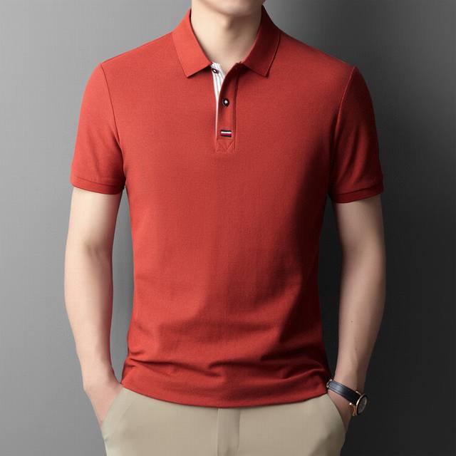 巴宝莉 夏季新品丝光棉短袖polo 码数：M～4Xl，最大可穿210斤 介绍：夏季新款专柜同步新款短袖polo衫，简单大方，手感和做工堪称完美，高支高密透气丝光