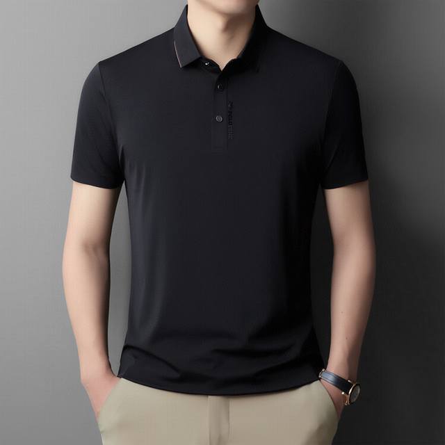 保罗 夏季新品丝光棉短袖polo 码数：M～4Xl，最大可穿210斤 介绍：夏季新款专柜同步新款短袖polo衫，简单大方，手感和做工堪称完美，高支高密透气丝光棉