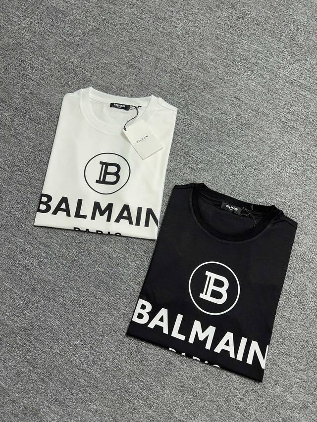 Balmain 巴尔曼 24秋冬新品经典品牌字母印花logo圆领加厚短袖t恤，正面饰有品牌万年经典字母元素彰显巴尔曼品牌格调辨识度，打造男士基本款单品，为男士衣