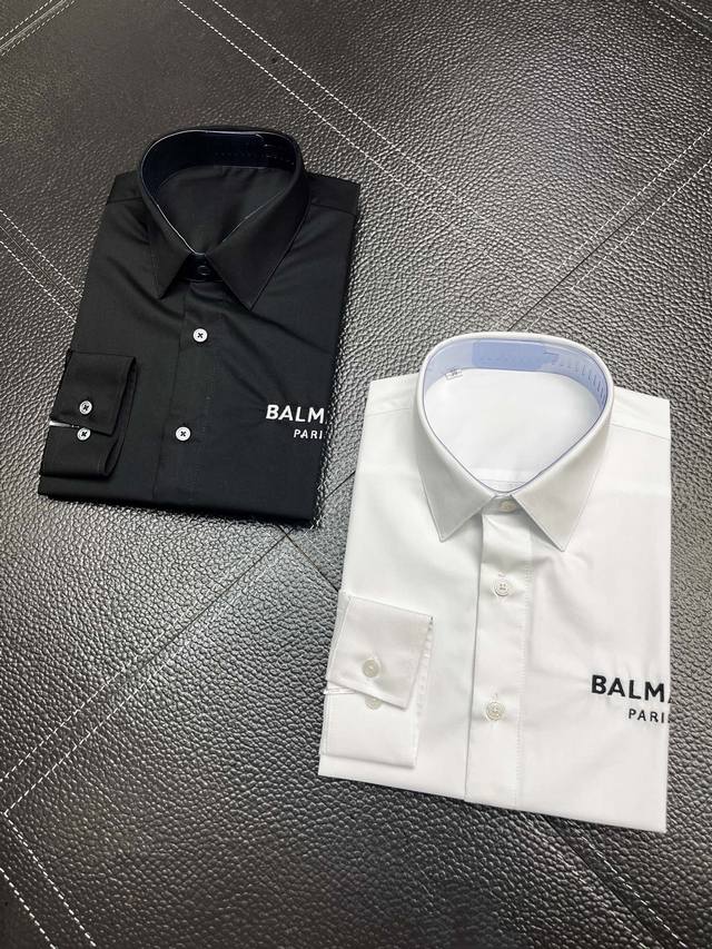 Balma*N 巴*曼 最新款独家专供衬衫 经典简约的品牌字母胸口撞色刺绣 精选高支高密面料 立体剪裁 版型完美 上身效果绝对天花板 尺码：38-39-40-4