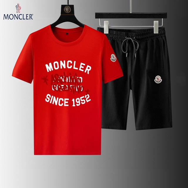 品牌 Moncler 蒙口 2024新款男士短袖短裤套装！官网同步销售！市面高端版本！手感细腻柔软！让你穿着更加舒适！立体裁剪版型超赞！尺码:M-5Xl 下单请