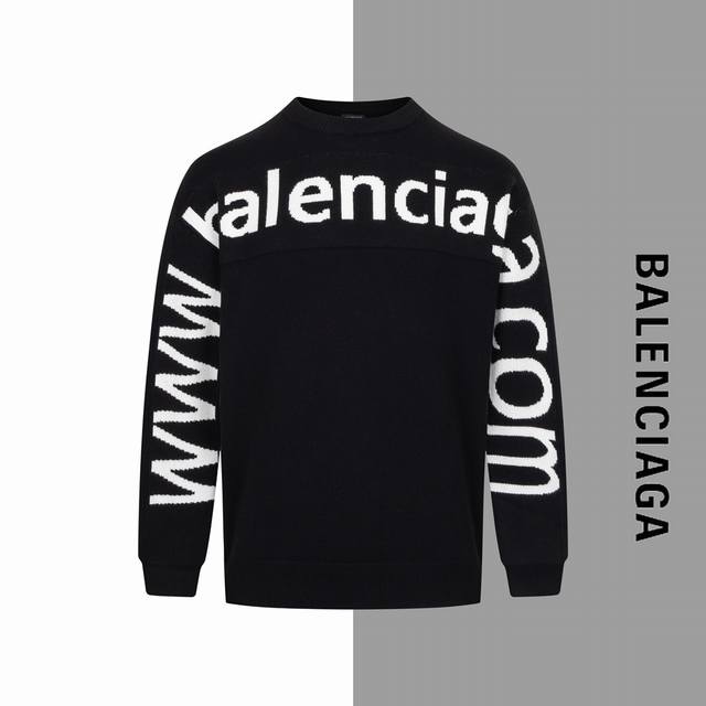 款号 G121 巴黎网址字母针织圆领毛衣 Balenciaga 官网一致款式 面料:加厚750克包心纱精品毛织面料 工艺：进口机器手臂到胸口重工字母编制工艺 配