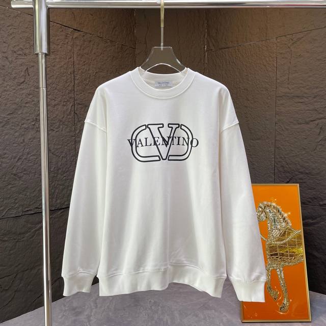 Valen* 华奴天伦* 2024 秋冬新款 400克 圆领卫衣 颜色：黑色 白色 码数：S M L Xl Xxl