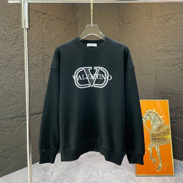 Valen* 华奴天伦* 2024 秋冬新款 400克 圆领卫衣 颜色：黑色 白色 码数：S M L Xl Xxl