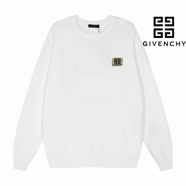 Givenchy 纪梵希三标齐全 经典专属标识徽标牙刷绣 24秋冬新款男士圆领毛衣，市场独家面料秋冬最新款男士圆领毛衣打底衫。经典黑白色，手感柔软细腻舒服，质感