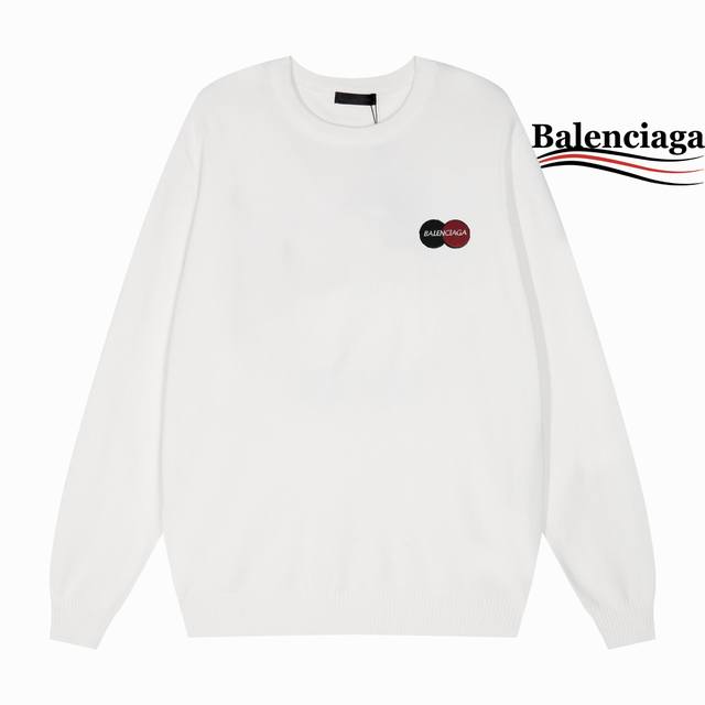 Balenciaga 巴黎世家三标齐全 经典专属标识徽标刺绣 24秋冬新款男士圆领毛衣，市场独家面料秋冬最新款男士圆领毛衣打底衫。经典黑白色，手感柔软细腻舒服，