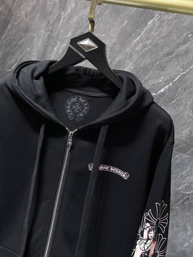 8660# 上新 Chrome Hearts 秋冬 2024专柜同步发售 克罗梵文字母印花迈阿密辣妹拉链卫衣 进口环保胶浆印染 改良定制版1比1 高克重优质面料