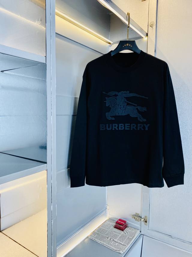 穿220斤 胖子福音 情侣装巴宝莉burberry 原单品质 2024最新款 长袖打底衫t恤 精选专柜订制顶级120支纯棉进口面料 所有细节做工完美1比1复刻