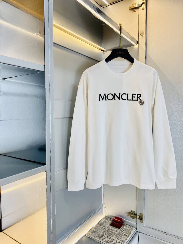 穿220斤 胖子福音 情侣装蒙口moncler 原单品质 2024最新款 男装长袖打底衫t恤 精选专柜订制顶级120支纯棉进口面料 所有细节做工完美1比1复刻