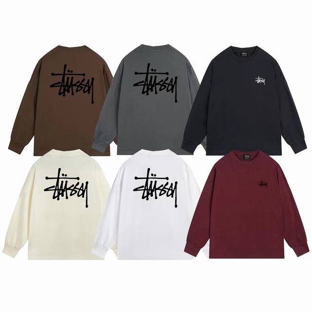 上新款号：S1010 Stussy 斯图西 Tee 经典基础印花男女长袖 原版打造 细节高控 面料精选280G纯棉面料 手感柔软舒适 吸汗透气. 百搭款