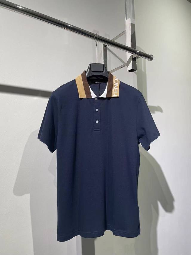 Fd2024新款金领polo 把品牌字母镶嵌在领子上 深蓝色 男女同款 码数s-Xxl