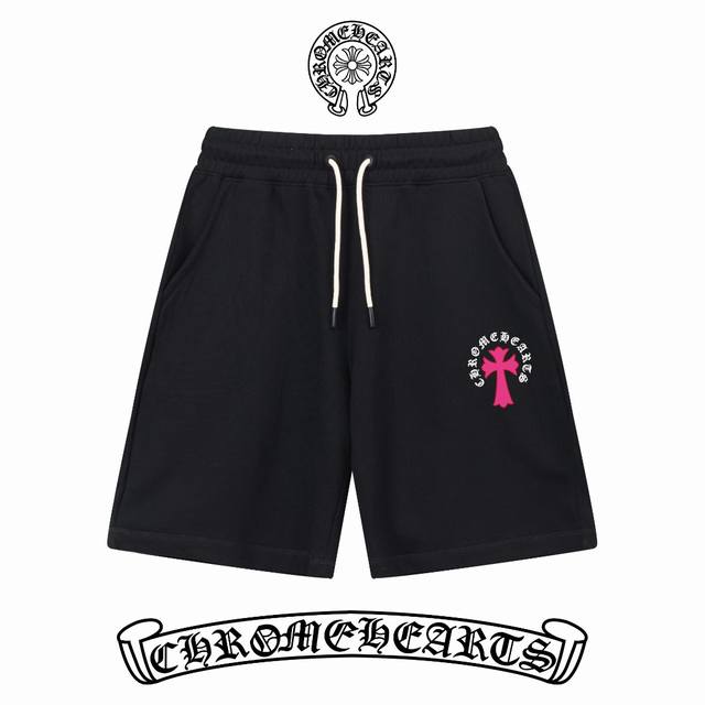 顶级版本，区别通货 Chrome Hearts 克罗心 Ss秀款 修身线条简约印花字母logo潮流男女同款短裤 兼容所有身材 腰部松紧带黑白抽绳设计 定制抽绳口