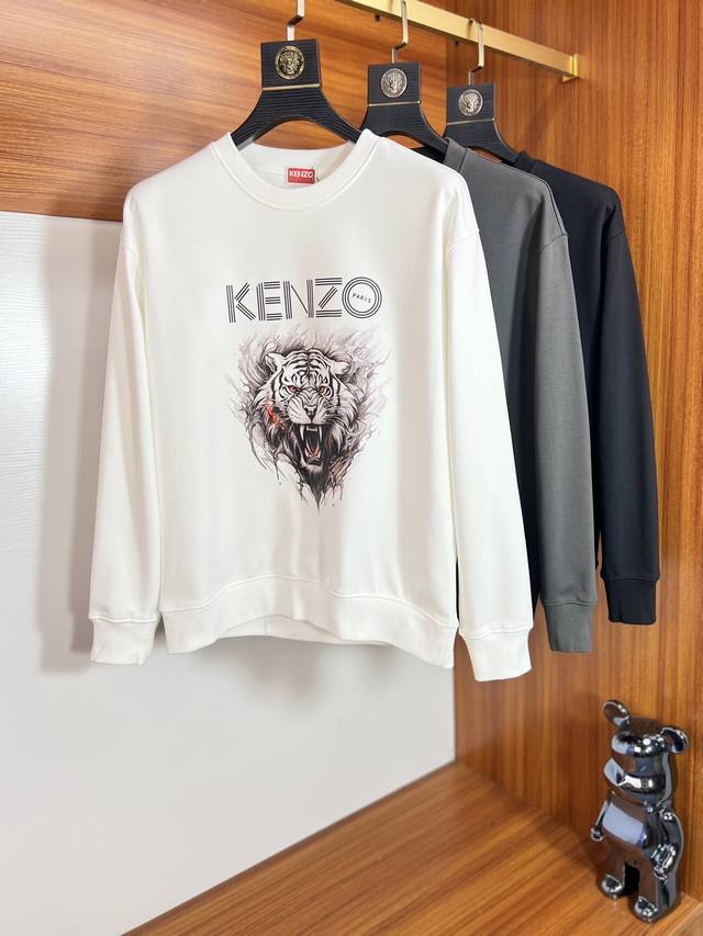 Kenzo 2025秋冬新品 三标齐全 胸前印花工艺 380G情侣款圆领纯棉卫衣 好货不用过多介绍 看细节 专柜码数 M-Xxxl 175 140建议l