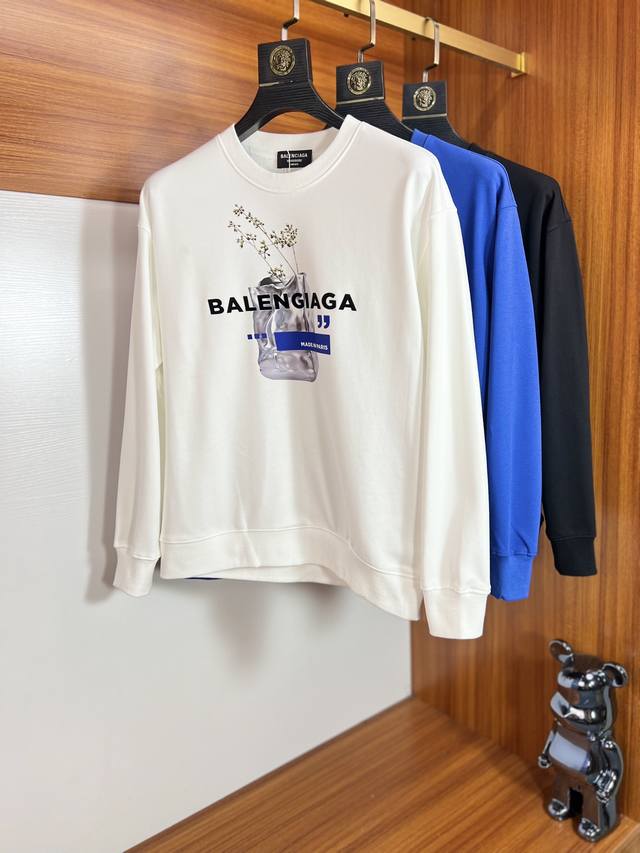 Balenciaga 巴黎世家 2025秋冬新品 三标齐全 胸前立体滴胶印花工艺 380G情侣款圆领纯棉卫衣 好货不用过多介绍 看细节 专柜码数 M-Xxxl