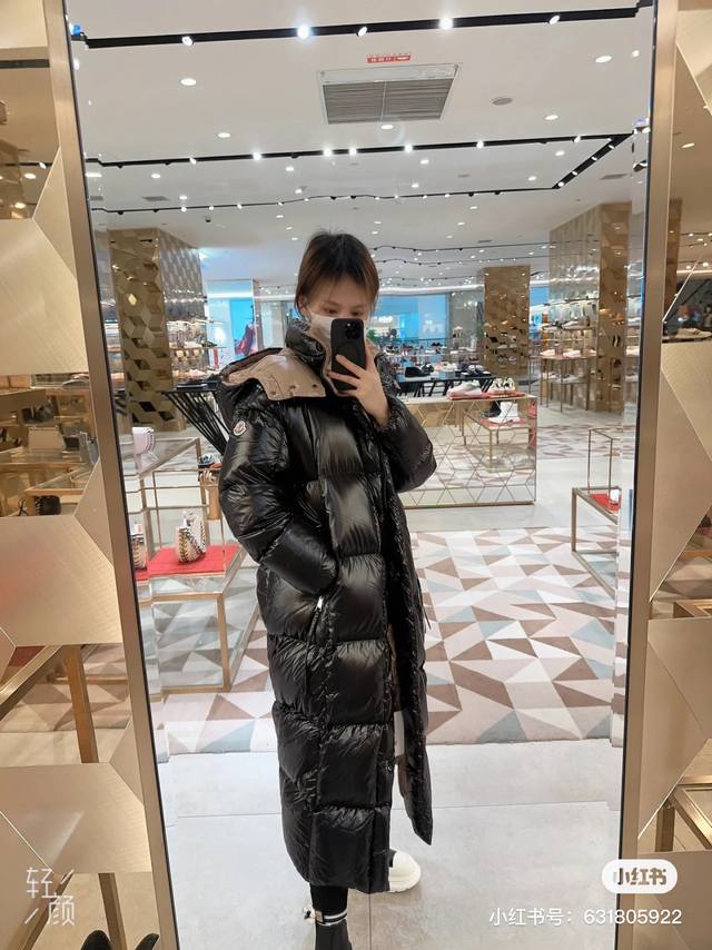 特级羽绒 Moncler Parnaiba长款女士羽绒服夹克外套 颜色：黑金 白粉 冰川蓝 Size: 0-3