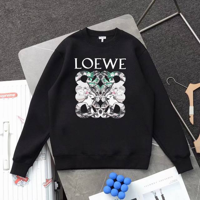 Loewe 罗意威印花圆领毛圈卫衣 1:1对版面料420克毛圈高克重百分百纯棉 提前做过预缩水1×1双纱洗一辈子都不会变形的 男女同款 官网细节 龙猫卡通log