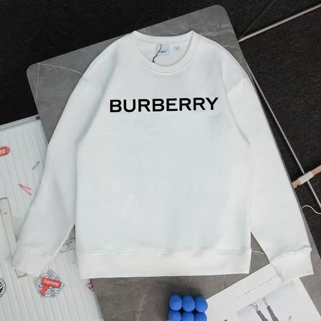 Burberry 巴宝莉印花圆领毛圈卫衣 1:1对版面料420克毛圈高克重百分百纯棉 提前做过预缩水1×1双纱洗一辈子都不会变形的 男女同款 官网细节 纯字母l