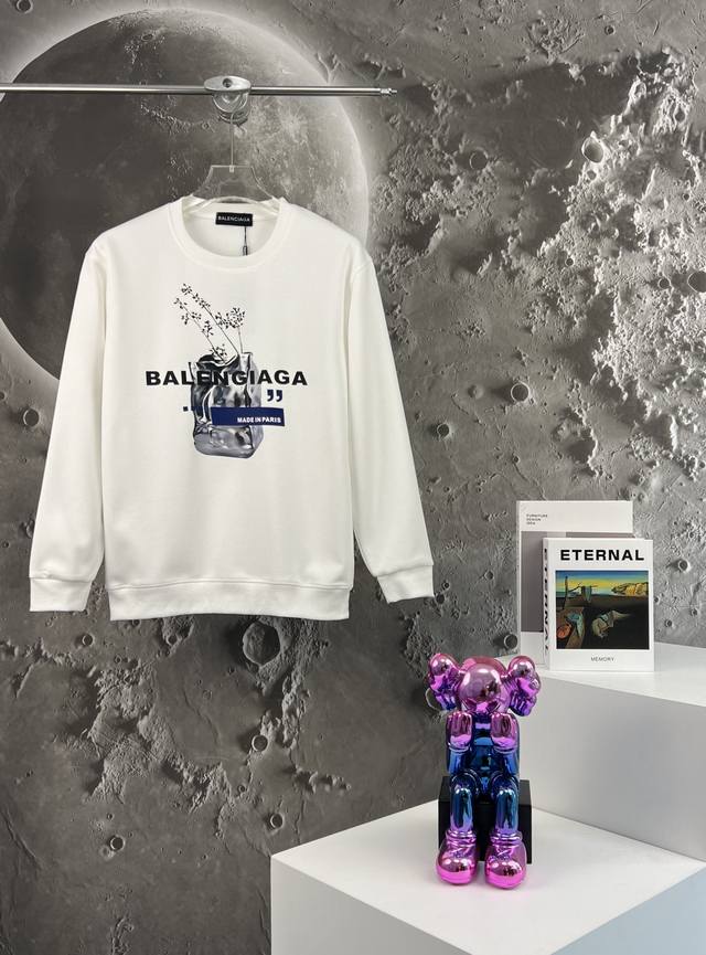 Balenciaga巴黎世家印花圆领毛圈卫衣 1:1对版面料420克毛圈高克重百分百纯棉 提前做过预缩水1×1双纱洗一辈子都不会变形的 男女同款 官网细节一致