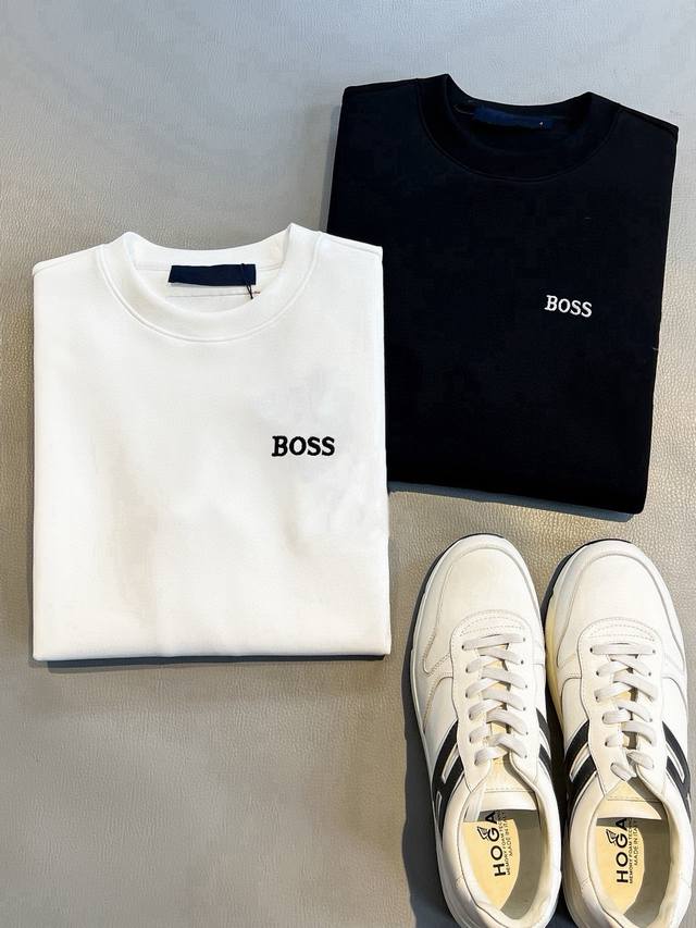 新品 Boss 2024Ss秋冬季时尚长袖卫衣 高端定制经典系列，时尚有型 经典圆领款式，简单大方，胸前经典品牌高档logo设计 采用高档内里毛圈保暖极佳 可防