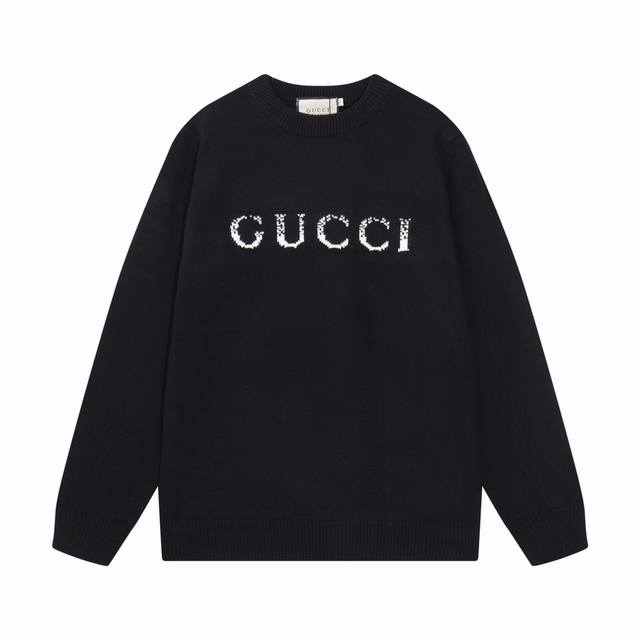 Gucci 古驰 模糊字母logo羊毛毛衣 颜色：黑色 深蓝 码数：S M L Xl Xxl