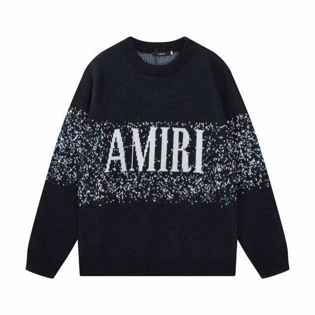 Amiri 新款领口个性logo绣花提花海马毛毛衣 颜色：棕色 绿色 黑色 码数：S M L Xl Xxl