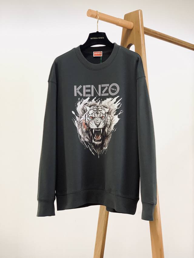 Kenzo 高田肾三 2024Fw秋冬新品 圆领虎头情侣款套头卫衣。 顶级品质，高密度纯棉面料打造，质感细腻柔滑，舒适透气，自然垂顺，抗磨耐皱，经过多重水洗工序