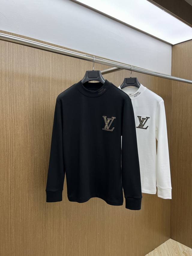 Lv 独家定制 24Ss秋冬最新款打底长袖t恤 原版定制进口双面水溶棉面料 Td手感舒适 立体刺绣工艺 时尚经典百搭 颜色：黑 白 码数：S-2Xl