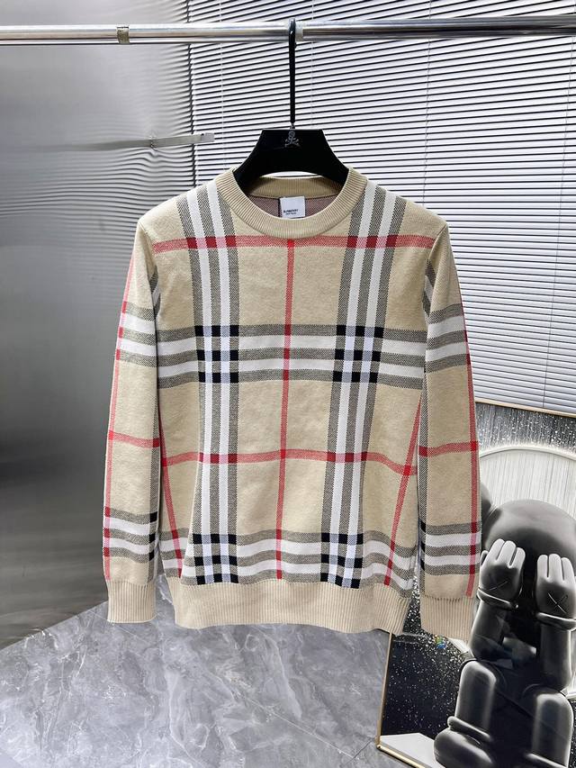 巴宝莉 Burberry 秋冬新款 羊毛混纺 圆领 长袖 毛衣 羊毛衫 打底衫，高端版本！专柜定制面料 透气舒适度高，细节无可挑剔，品牌元素设计理念，体现高品质