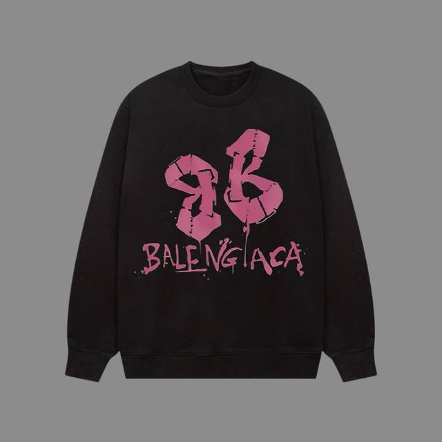 高端品质 Balenciaga 2024Ss秋冬装 新款系列 双b裂纹 圆领卫衣 采用进口康丽数码直喷印花 定染高品质潮牌420G精密双股大毛圈面料 Os宽松落