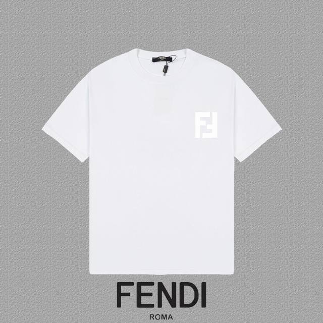 Fendi 芬迪] 2024Fw短袖t恤 硅胶厚板字母 高端32S双纱260克面料 重磅面料 定制拉架罗纹同缸同染 三标齐全 男女同款 颜色：黑色 白色 尺码：