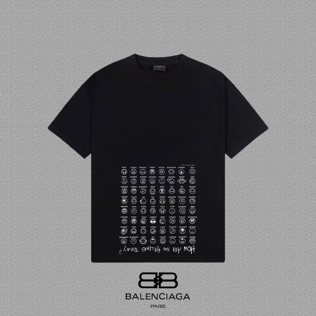 Balenciaga 巴黎世家 巴黎表情包字母印花短袖t恤 定织定染280克精梳棉重磅面料 螺纹零色差 细节完美 区别市面通货版本 欢迎对比 男女同款 上图必卖