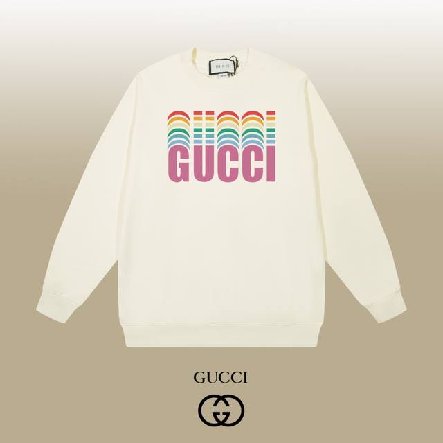 Gucci 古驰 24Ss 经典圆领卫衣 1:1对版定制面料420克大毛圈高克重百分百纯棉 双针车线跨缝工艺 配套同缸1X1紧密高克重螺纹 螺纹有宽度 男女同款