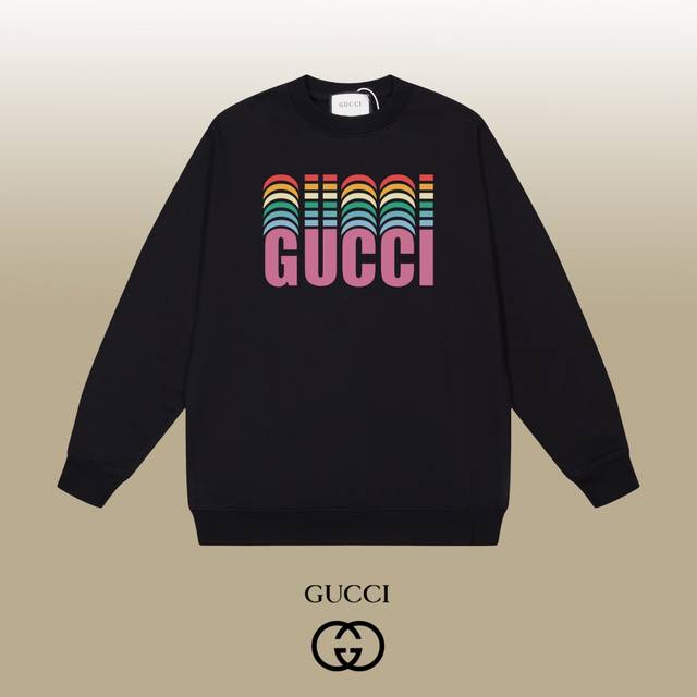 Gucci 古驰 24Ss 经典圆领卫衣 1:1对版定制面料420克大毛圈高克重百分百纯棉 双针车线跨缝工艺 配套同缸1X1紧密高克重螺纹 螺纹有宽度 男女同款