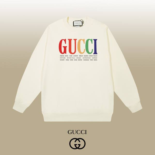 Gucci 古驰 24Ss 经典圆领卫衣 1:1对版定制面料420克大毛圈高克重百分百纯棉 双针车线跨缝工艺 配套同缸1X1紧密高克重螺纹 螺纹有宽度 男女同款