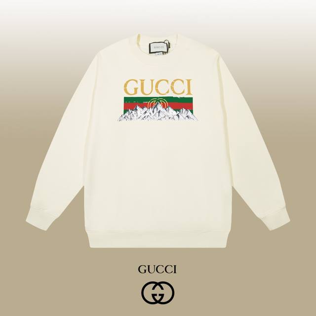 Gucci 古驰 24Ss 经典圆领卫衣 1:1对版定制面料420克大毛圈高克重百分百纯棉 双针车线跨缝工艺 配套同缸1X1紧密高克重螺纹 螺纹有宽度 男女同款