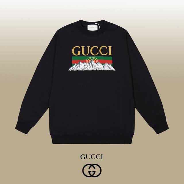 Gucci 古驰 24Ss 经典圆领卫衣 1:1对版定制面料420克大毛圈高克重百分百纯棉 双针车线跨缝工艺 配套同缸1X1紧密高克重螺纹 螺纹有宽度 男女同款