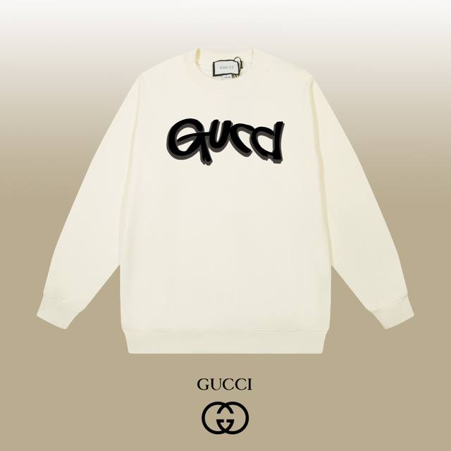 Gucci 古驰 24Ss 经典圆领卫衣 1:1对版定制面料420克大毛圈高克重百分百纯棉 双针车线跨缝工艺 配套同缸1X1紧密高克重螺纹 螺纹有宽度 男女同款