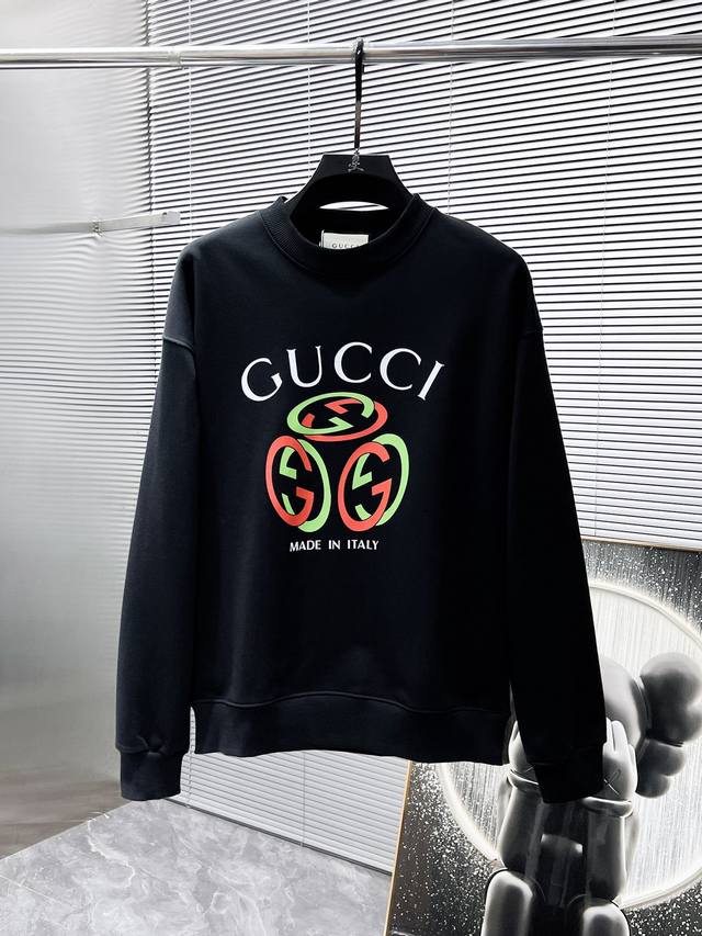 古奇 Gucci 2024Ss早秋新款 长袖 圆领 卫衣，高端版本！专柜定制面料 透气舒适度高，细节无可挑剔，品牌元素设计理念，体现高品质。手感细腻柔软！呈现休